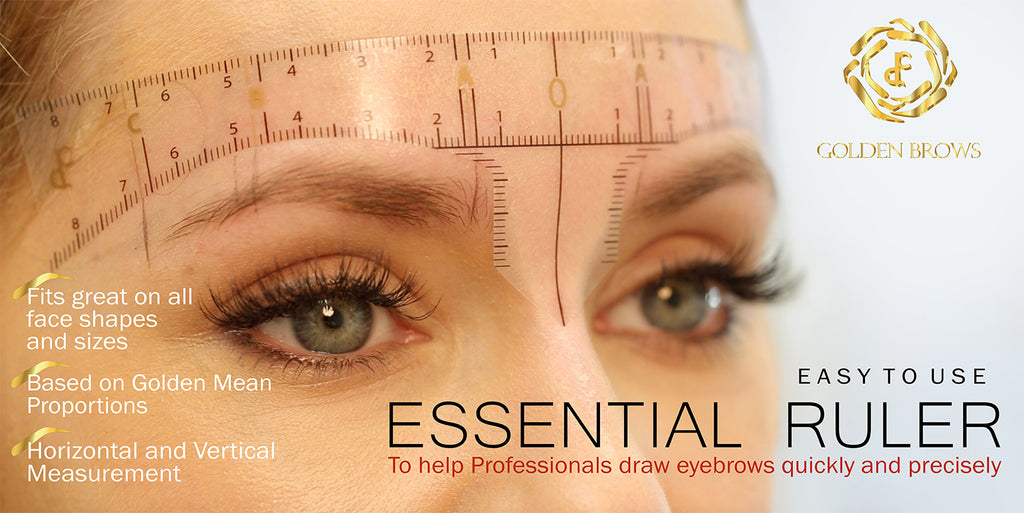 Golden Brow Professional Eyebrow Ruler, for use during permanent makeup or microblading eyebrow pre drawing